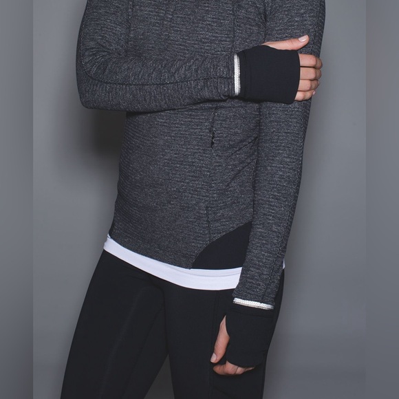 Vintage Lululemon Runderful 1/2 Zip - Mini Check Pique Heathered Black/Black - 2 - Picture 4 of 16